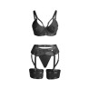 Subblime - 955243 Ensemble Soutien-Gorge Bondage Noir Avec Jarretelle L/Xl